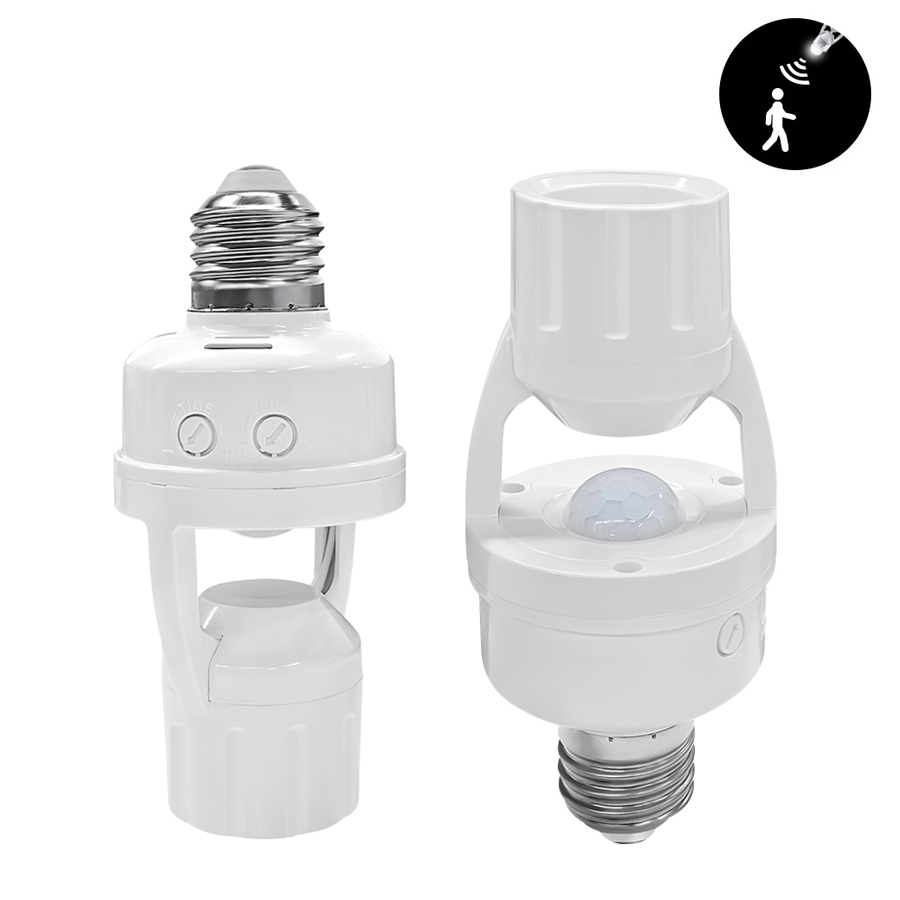 Pir Motion Sensor - เซ็นเซอร์ตรวจจับความเคลื่อนไหว PIR E27 หลอดไฟฐานโคมไฟ AC110-220V เครื่องตรวจจับร่างกายมนุษย์