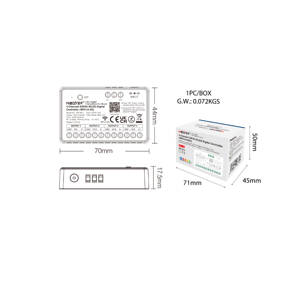 Miboxer SPIW5-4 5in1 SPI คอนโท - Ws2812B บทวิจารณ์และราคา