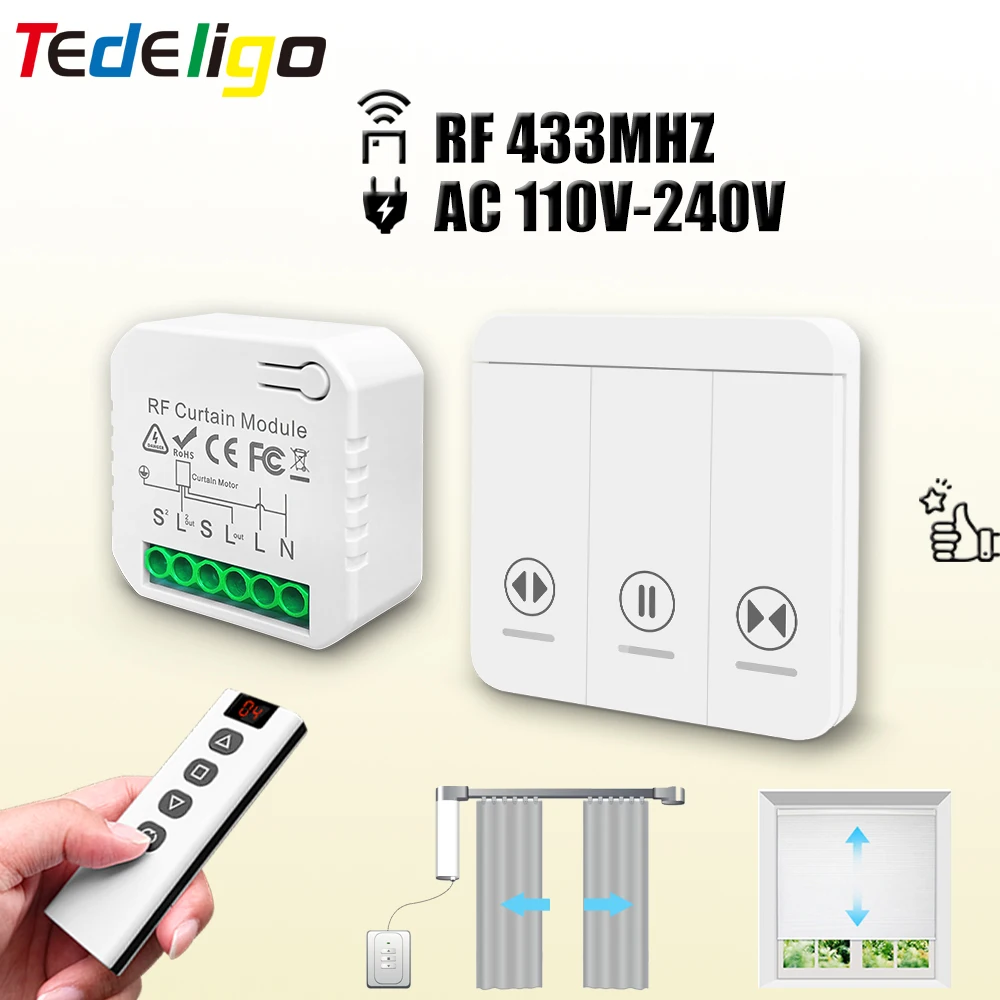 433 MHz RF สวิตช์ม่านโมดูล AC  - Ir Remote Module บทวิจารณ์และราคา
