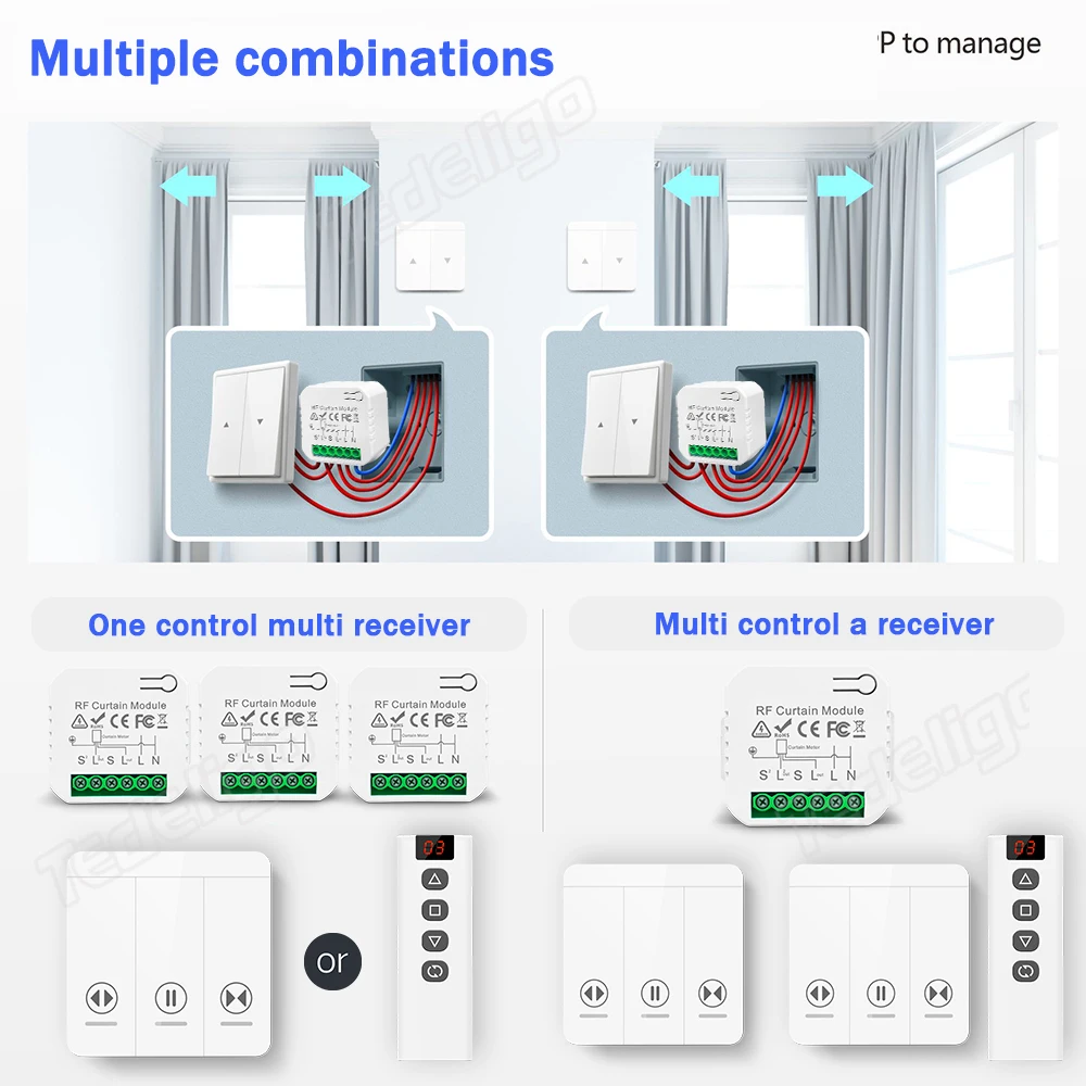 433 MHz RF สวิตช์ม่านโมดูล AC  - Ir Remote Module บทวิจารณ์และราคา