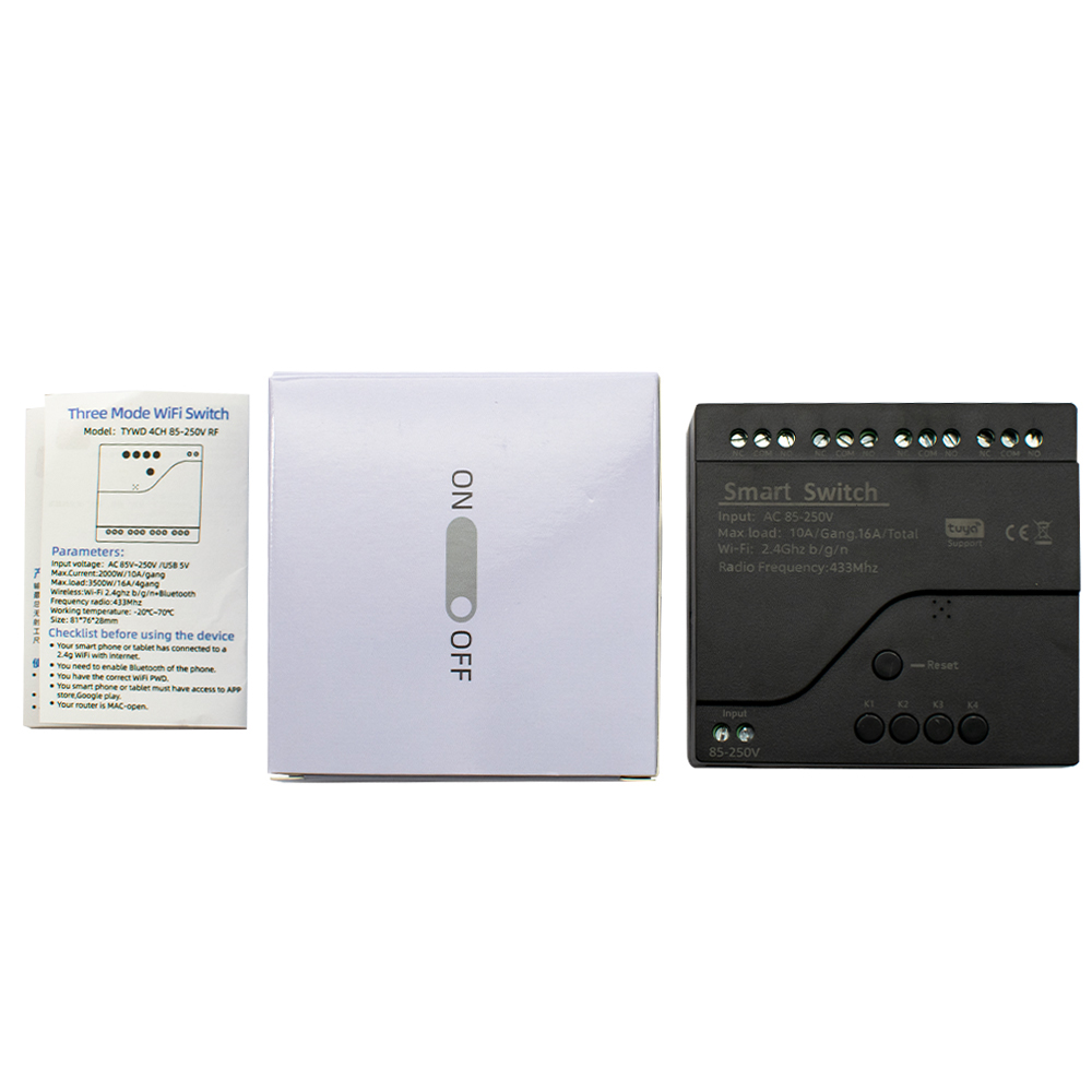 สีดําสไตล์ Tuya 4CH Wifi Smart - Relay Module 4 Channel บทวิจารณ์และราคา