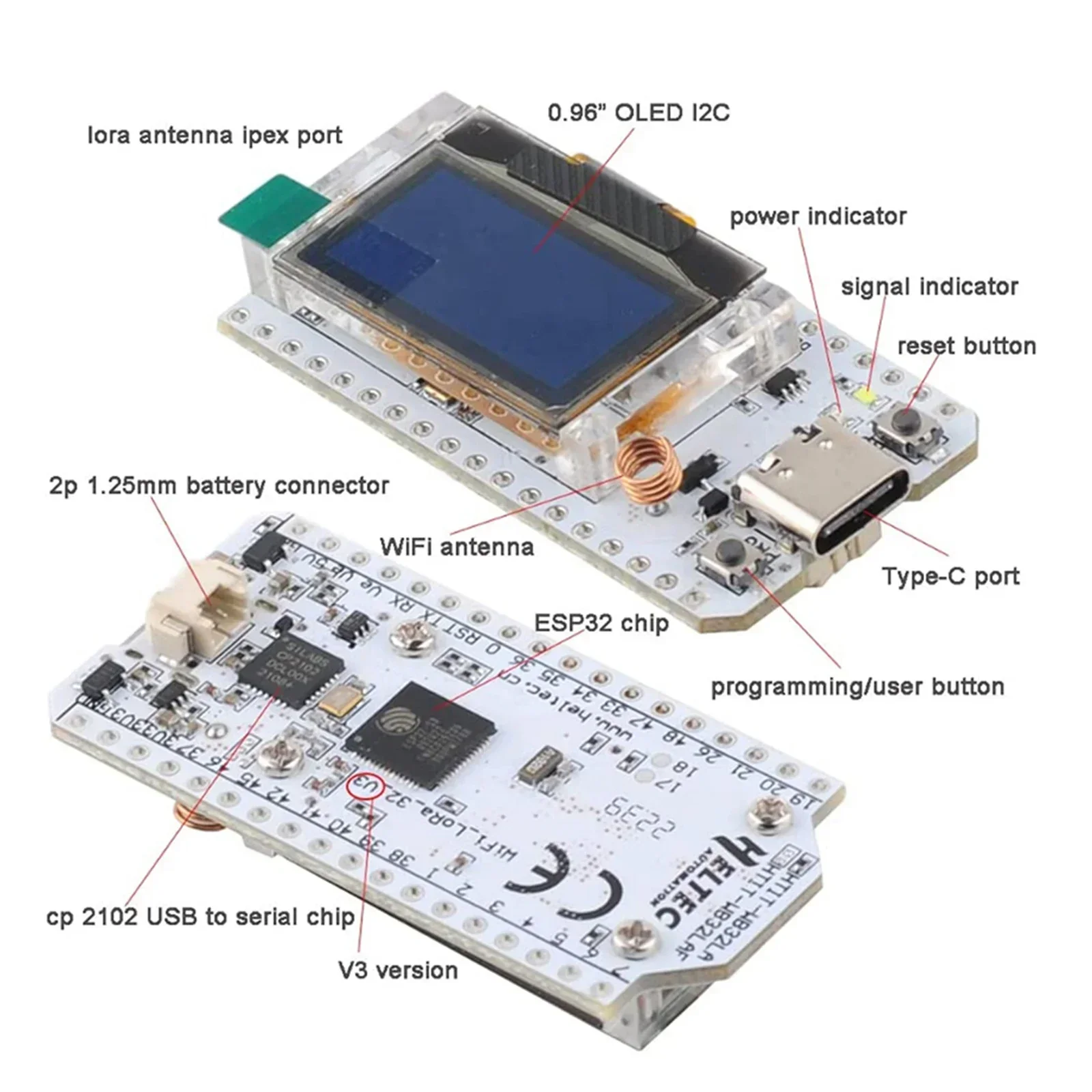 บอร์ดพัฒนา ESP32 lora 32 v3 HT - Oled Display 0.96 บทวิจารณ์และราคา